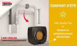 Air cooler installé sur une VMC double flux. Confort d'été : VMC double flux + module de rafraîchissement adiabatique